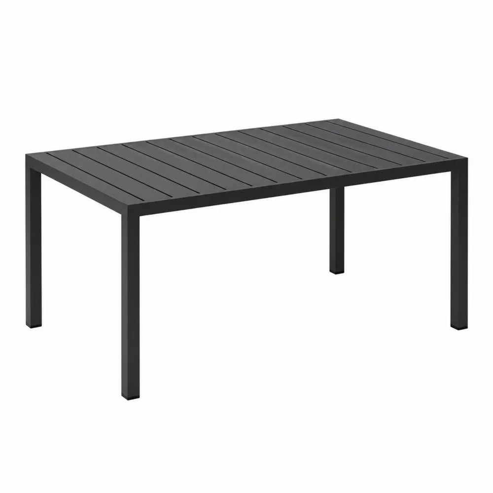 Table d'extérieur rectangulaire en aluminium noir 180x90x74 cm