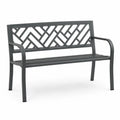 Banc en métal motif géométrique gris 120 cm