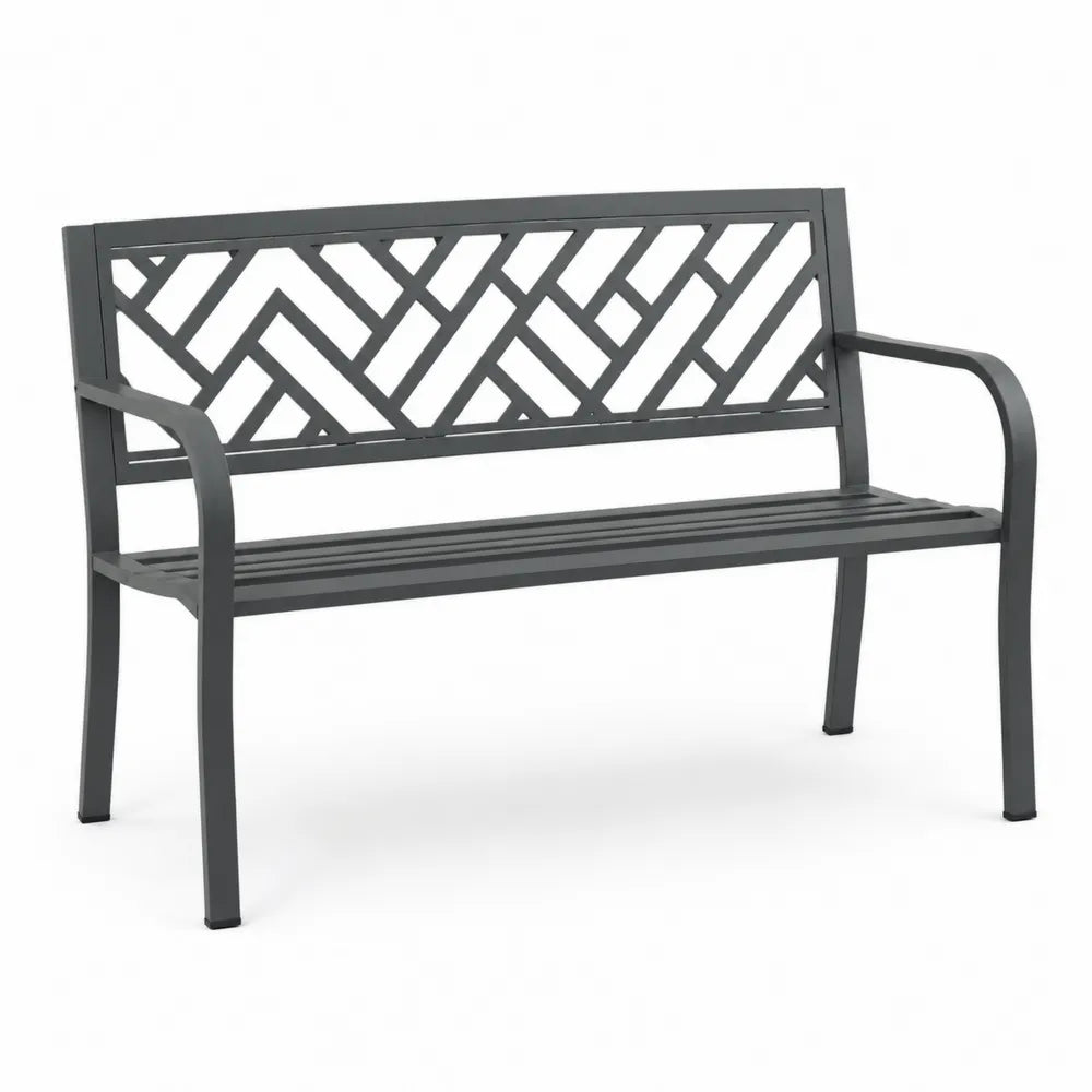 Banc en métal motif géométrique gris 120 cm