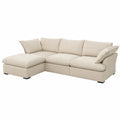 Canapé d'angle en tissu avec ottomane réversible beige