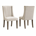 Lot de 2 chaises en tissu polyester beige avec pieds en bois d'hévéa