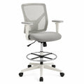 Chaise de bureau en maille et tissu gris avec accoudoirs réglables