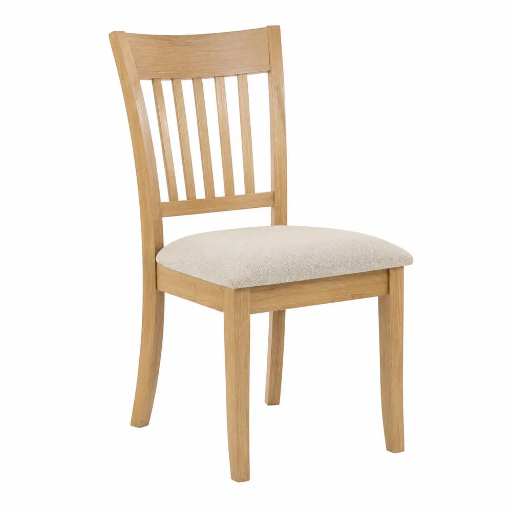 Chaise en Bois de Chêne avec Assise en Tissu Polyester Beige