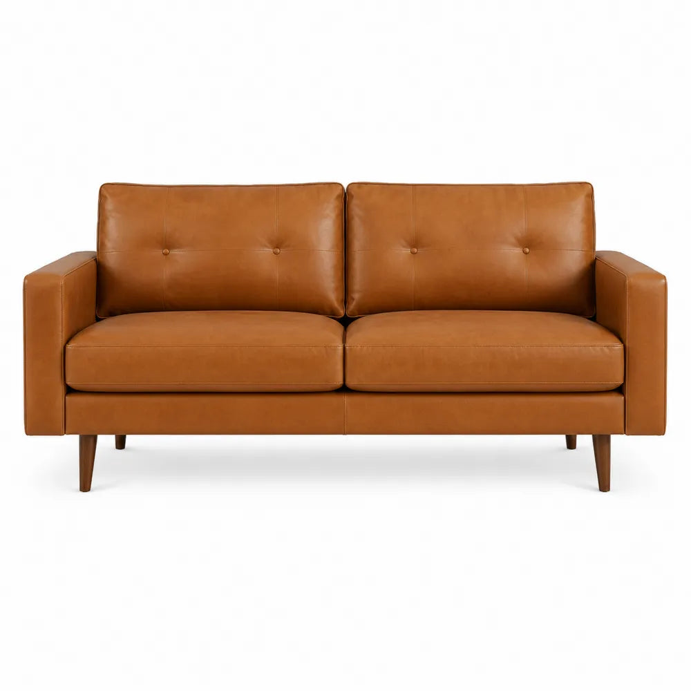Canapé deux places en cuir marron 150 cm