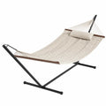 Hamac en métal avec toile en macramé beige