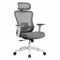 Chaise de bureau en maille de polyester grise avec accoudoirs réglables