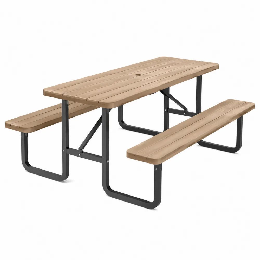 Table de pique-nique en bois et métal 180x150x75 cm