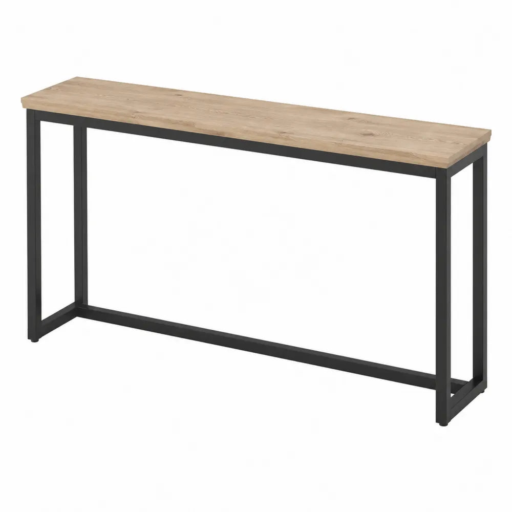 Console en bois de chêne clair et métal noir 120x30x80 cm