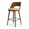 Tabouret de bar en bois et tissu beige 75 cm