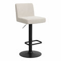 Tabouret de bar en tissu beige avec pied en métal noir