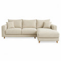 Canapé d'angle en tissu polyester beige avec méridienne