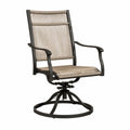 Chaise pivotante d'extérieur en métal et corde synthétique beige