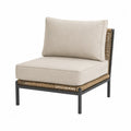 Chaise en rotin synthétique et acier avec coussins beige
