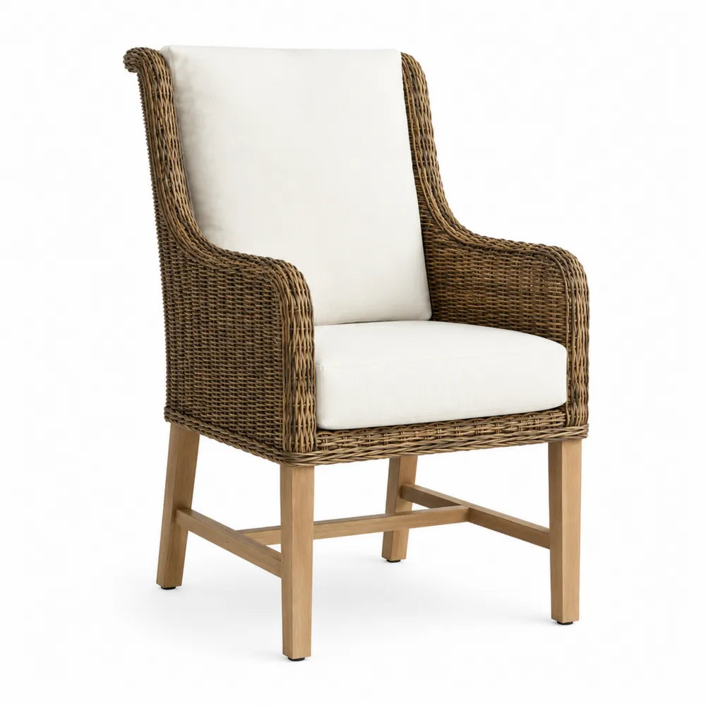 Chaise d'extérieur en rotin synthétique avec coussins en polyester 90cm
