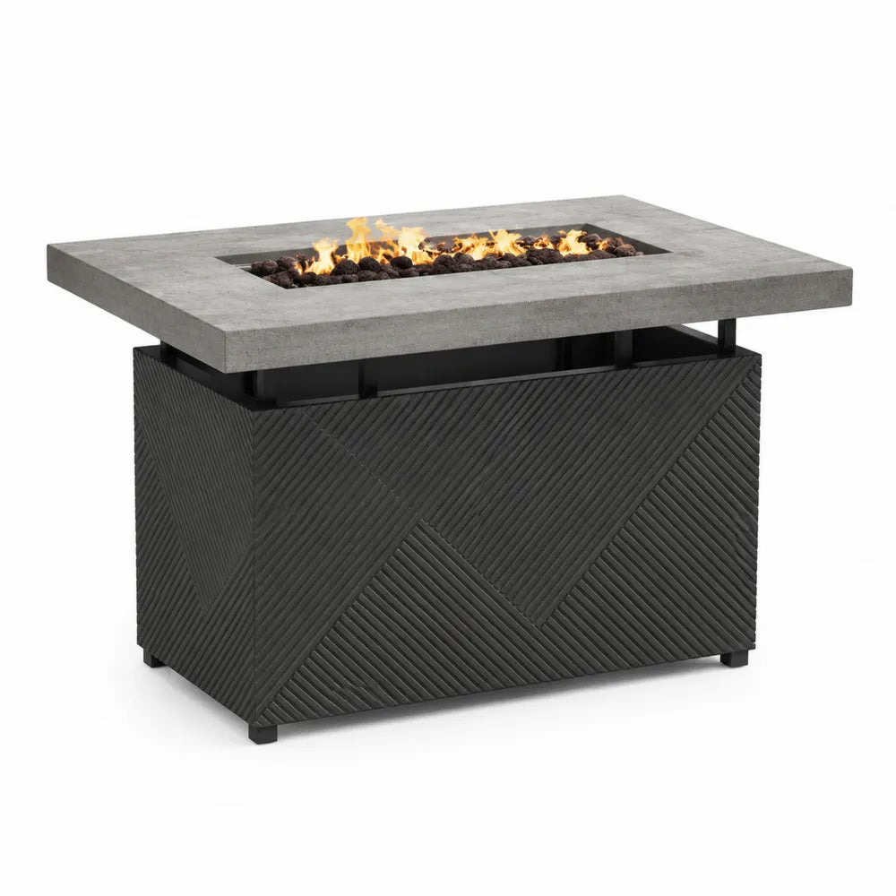 Table de feu en béton et métal gris/noir