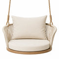 Chaise suspendue en corde et bois beige pour l'extérieur
