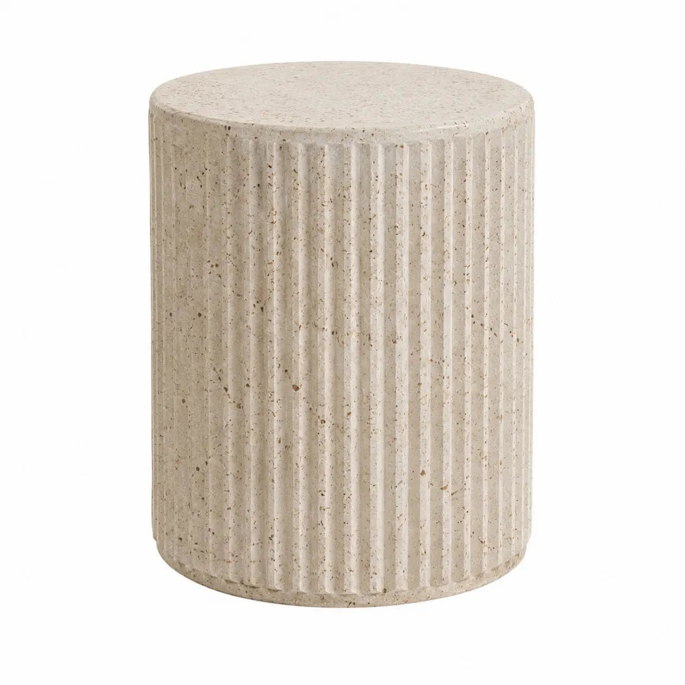 Table d'appoint ronde en pierre composite Beige