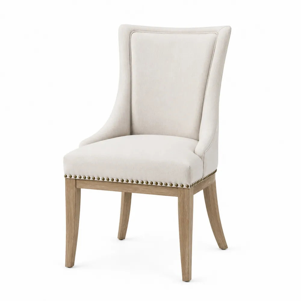 Chaise en bois avec tissu beige