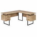 Bureau d'angle en bois et métal avec tiroirs 180x160x75 cm