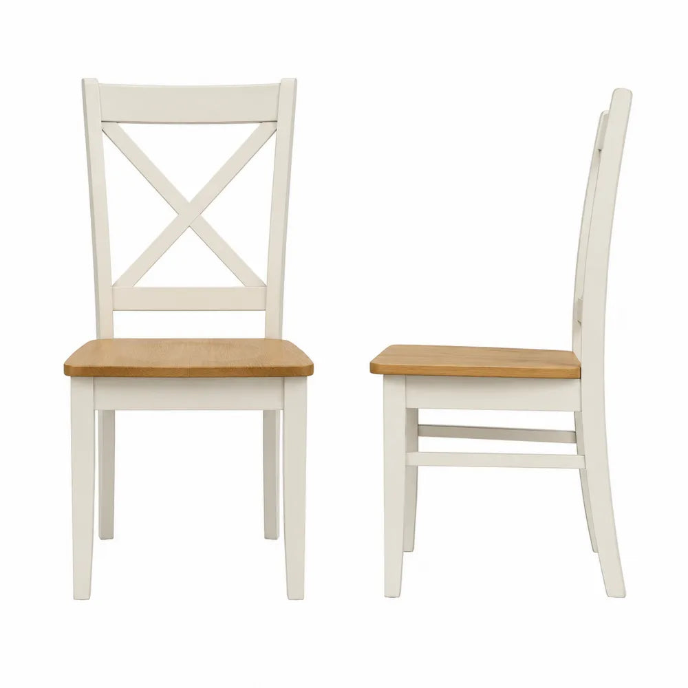 Chaise de salle à manger en bois blanc et chêne