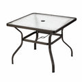 Table de jardin carrée en verre trempé 8 mm 90x90 cm cadre en acier noir