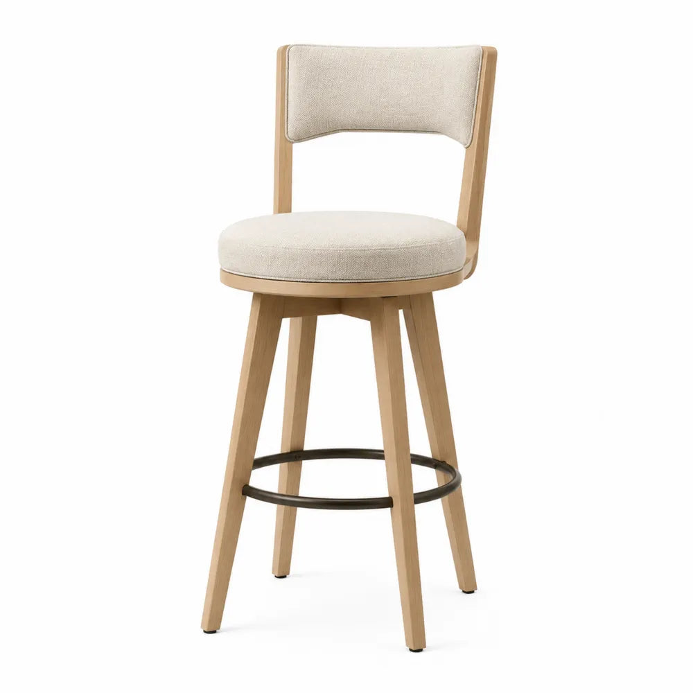 Chaise de bar en bois et tissu beige
