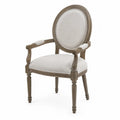 Chaise en bois d'hévéa avec tissu en polyester beige