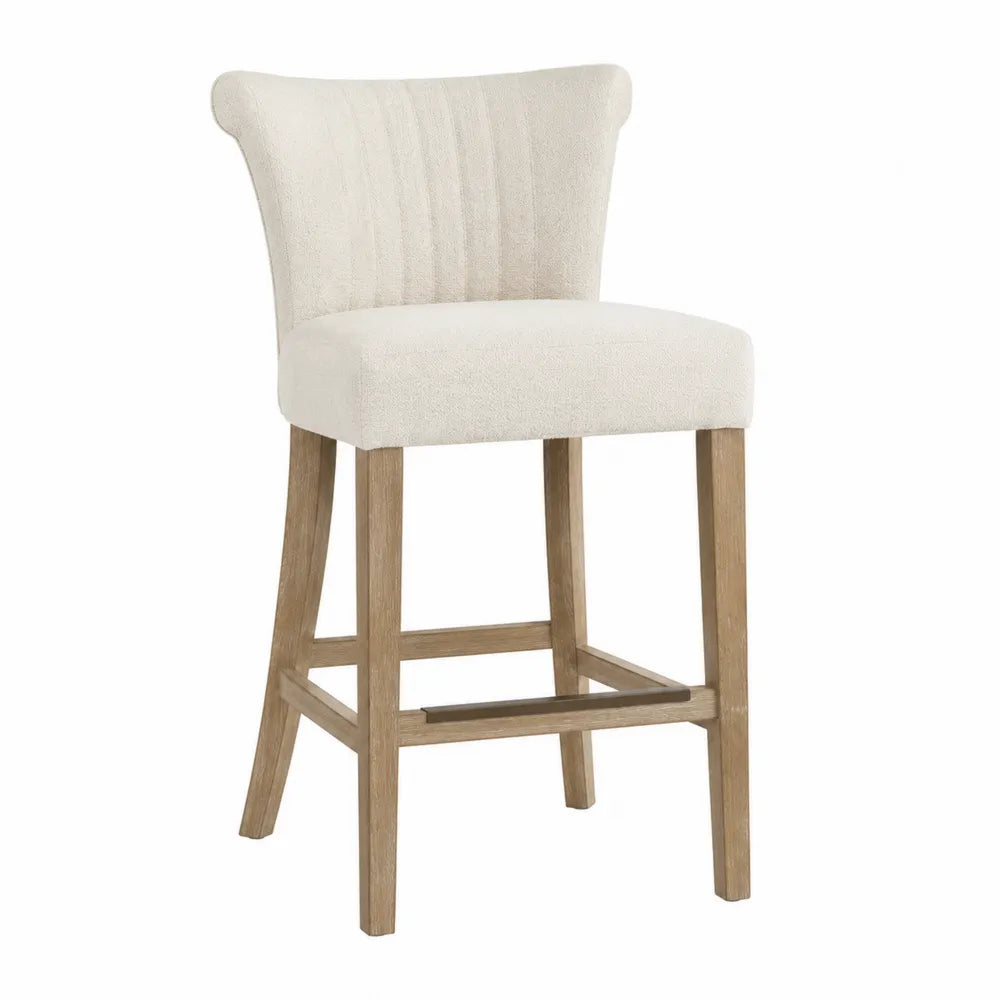 Chaise de bar en bois et tissu beige