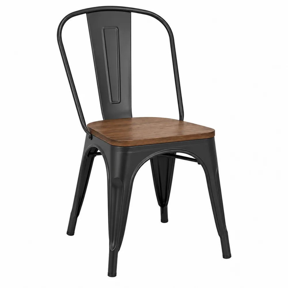 Chaise en métal et bois noir