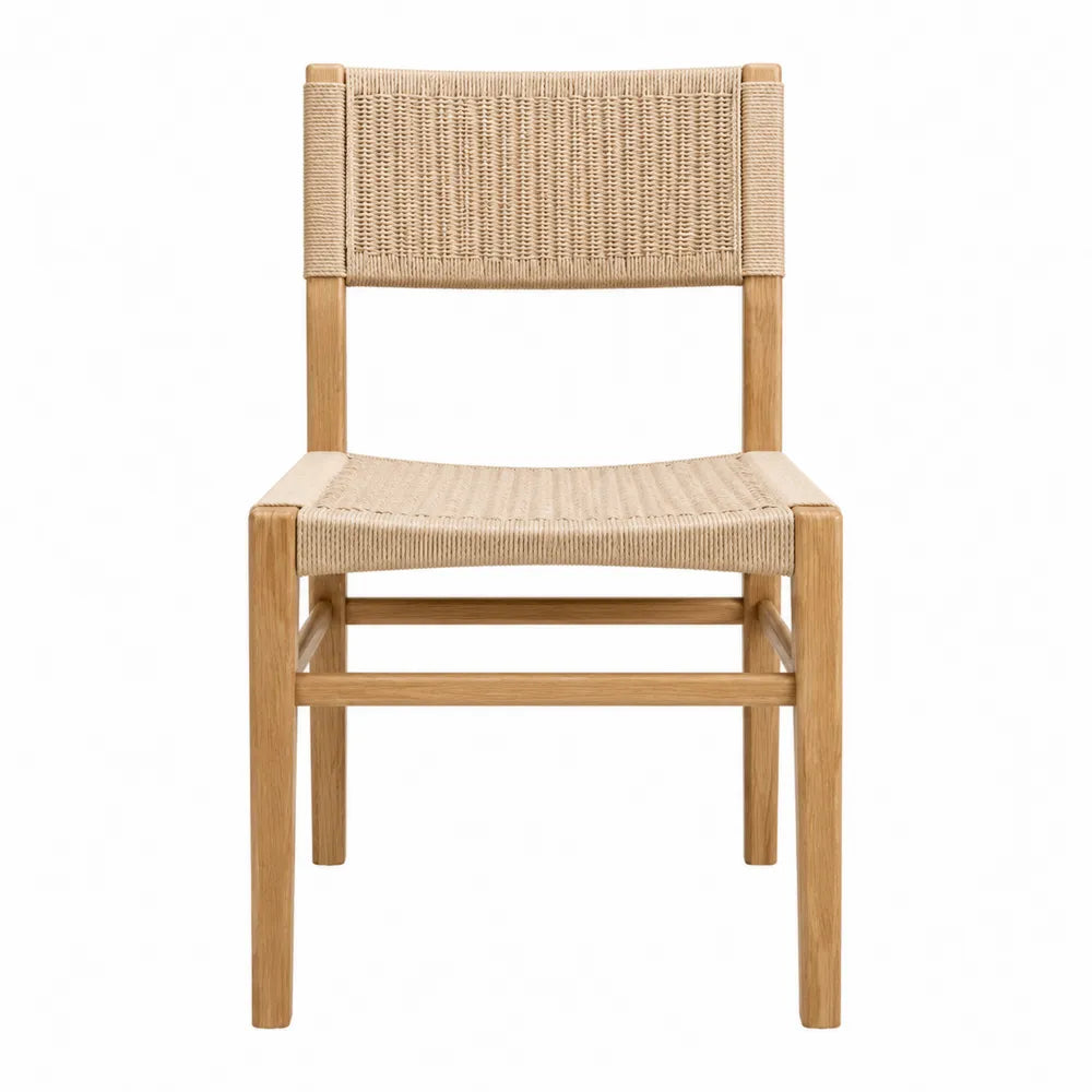 Chaise en bois de chêne avec corde en papier tressée
