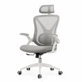 Chaise de bureau ergonomique en maille polyester gris/blanc réglable