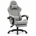 Chaise de bureau ergonomique en tissu gris avec repose-pieds
