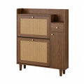 Meuble de rangement en bois et rotin brun/beige