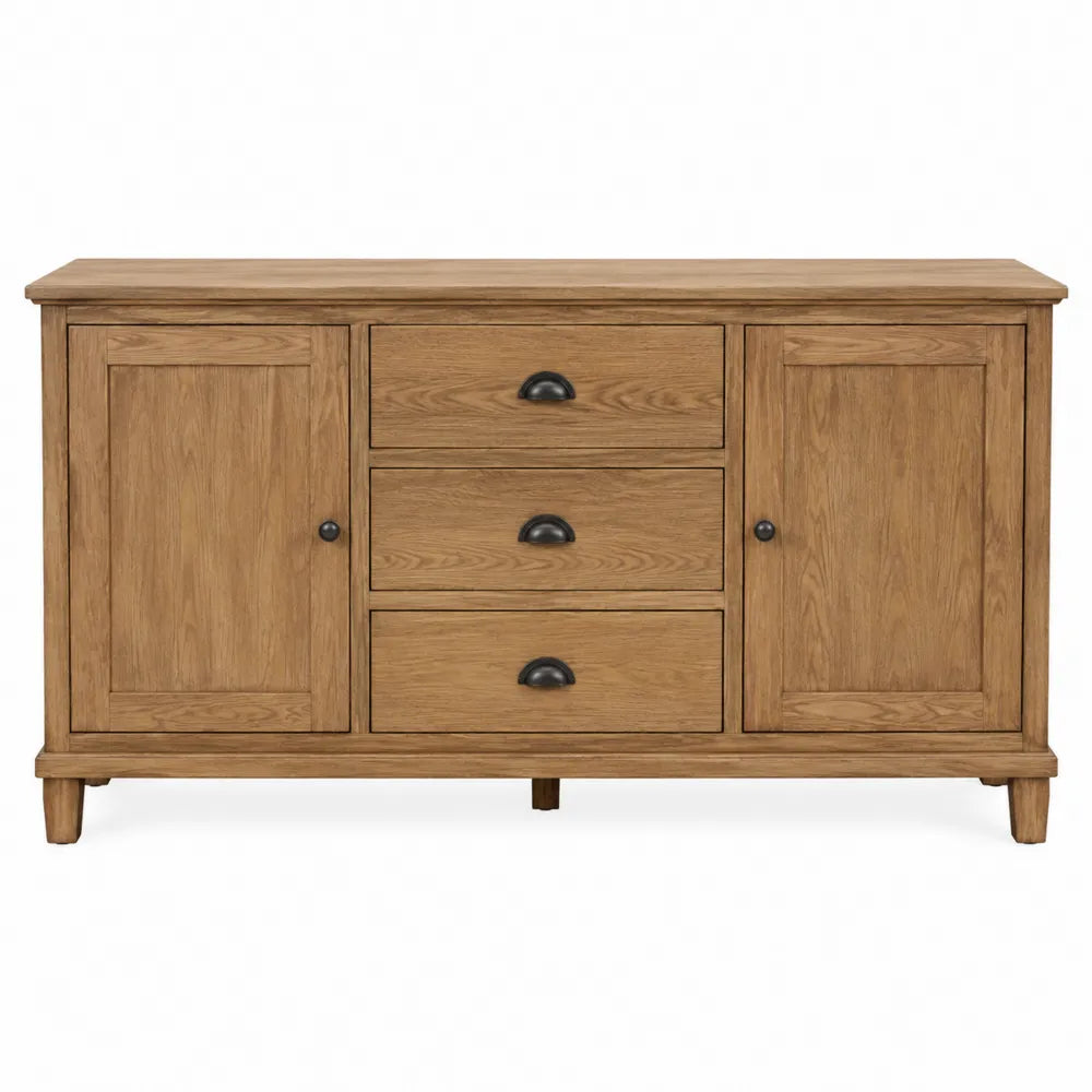 Buffet en bois de chêne avec 2 portes et 3 tiroirs