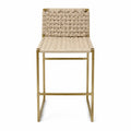 Chaise de bar en tissu tissé et métal doré 102 cm