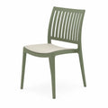 Chaise en plastique verte avec coussin en polyester