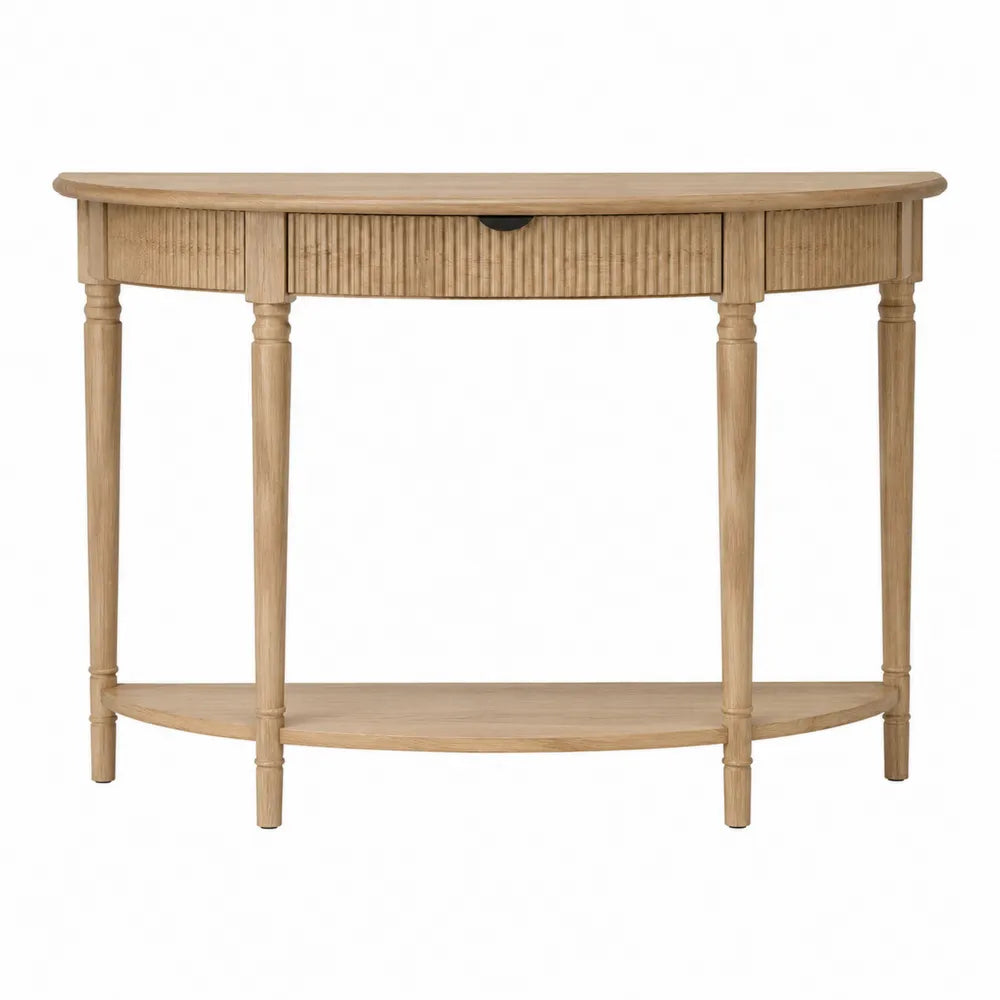 Console en bois de chêne avec tiroir semi-circulaire 120x40x75 cm