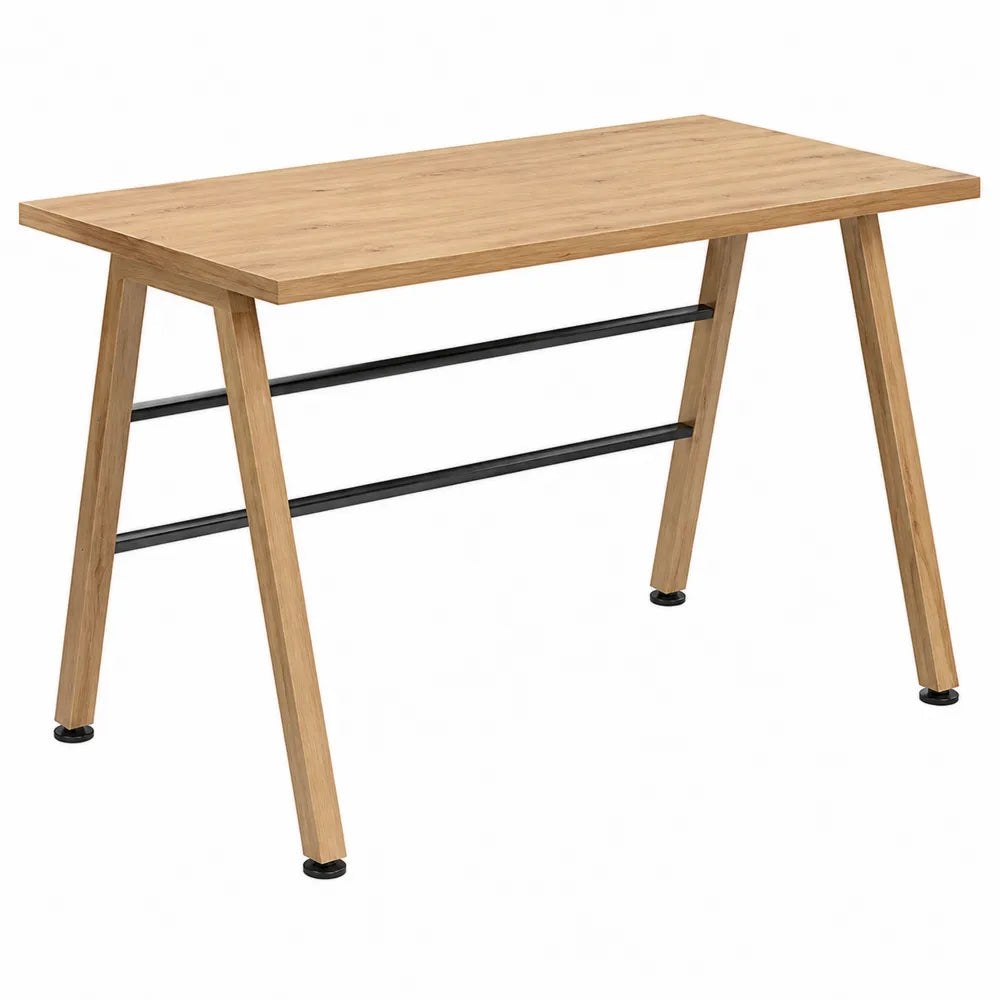 Bureau en Bois de Chêne et Métal 120x60x75 cm