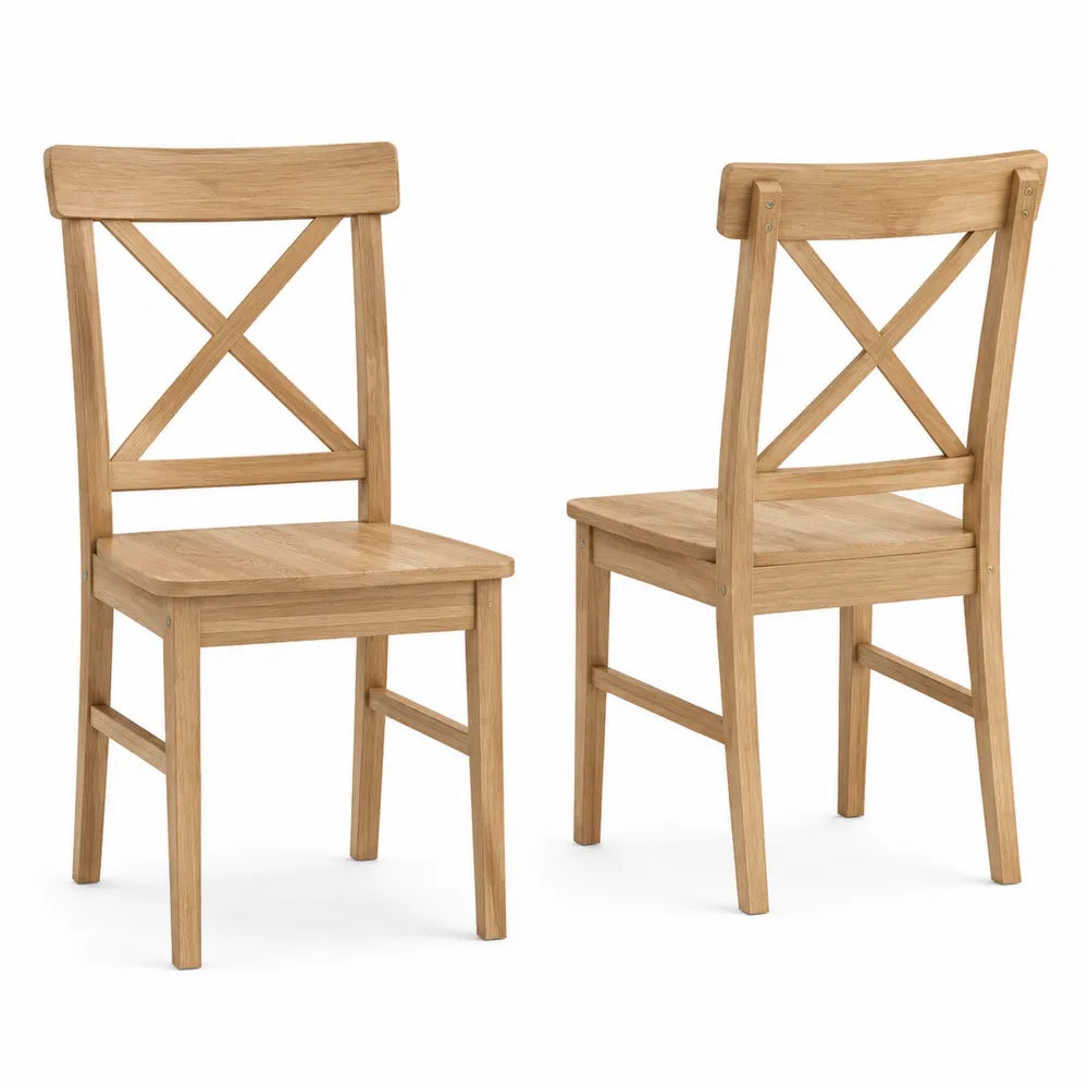 Lot de 2 chaises en bois de chêne avec dossier croisé