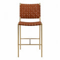 Tabouret de bar en cuir synthétique brun et métal doré 98 cm