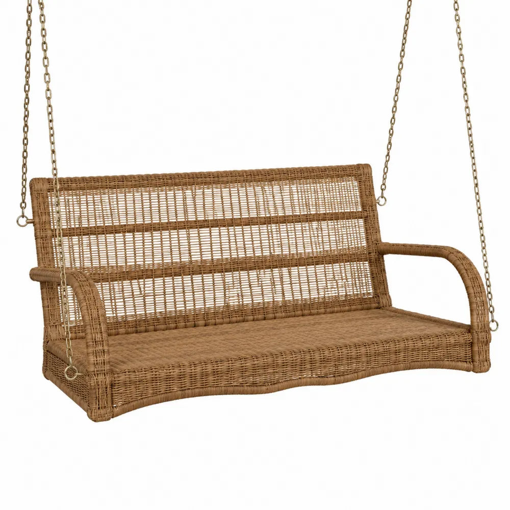 Balançoire en rotin synthétique marron pour 2 personnes