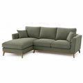 Canapé en bois et tissu polyester vert avec méridienne 290x165x85 cm
