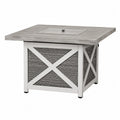 Table de jardin en métal et résine tressée gris 100x100x50cm