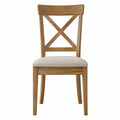 Chaise en bois et tissu beige 45x51x90 cm