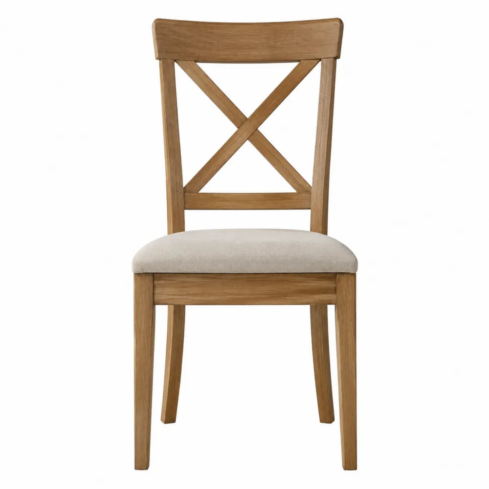 Chaise en bois et tissu beige 45x51x90 cm