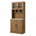 Buffet de cuisine en bois avec vitrine en verre trempé 198x80x40cm