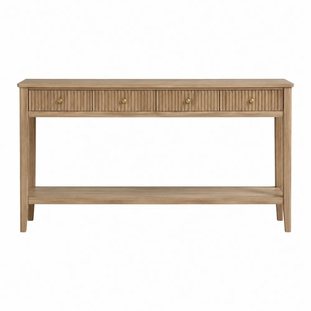 Console en bois avec tiroirs et étagère inférieure