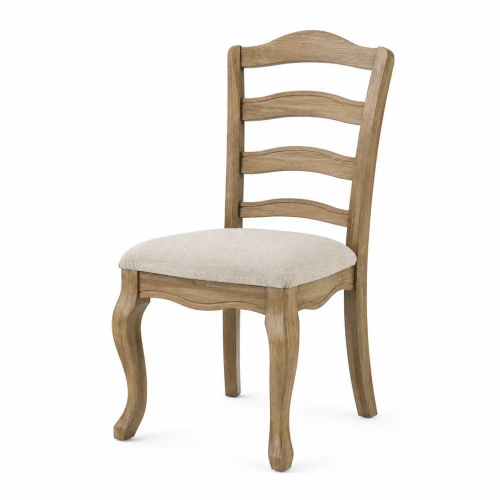 Chaise en bois avec assise en lin beige