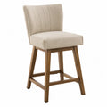 Chaise de bar en lin beige avec cadre en bois