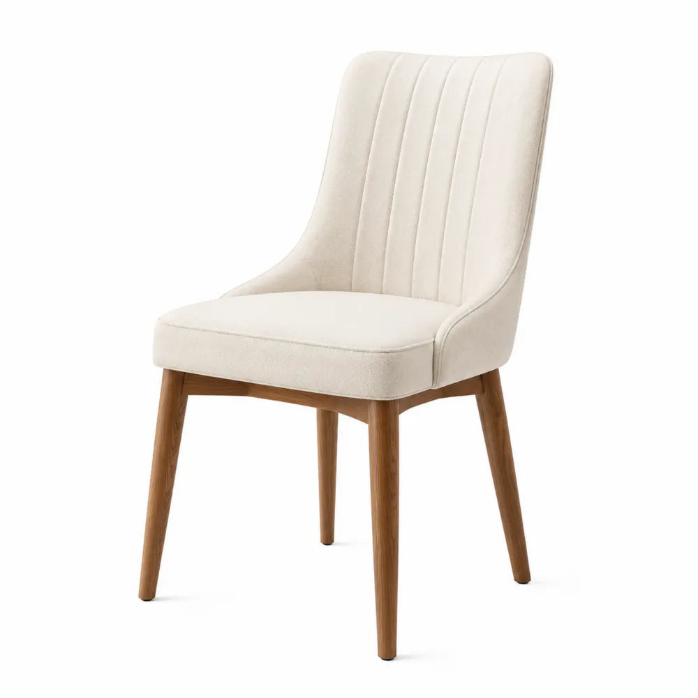 Chaise en bois et tissu beige